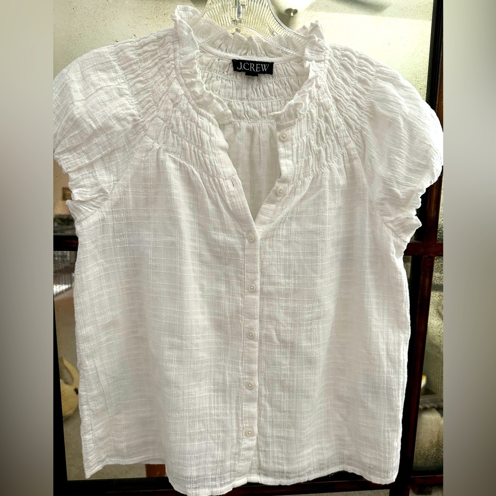 J. Crew Women's smocked neck top size xs